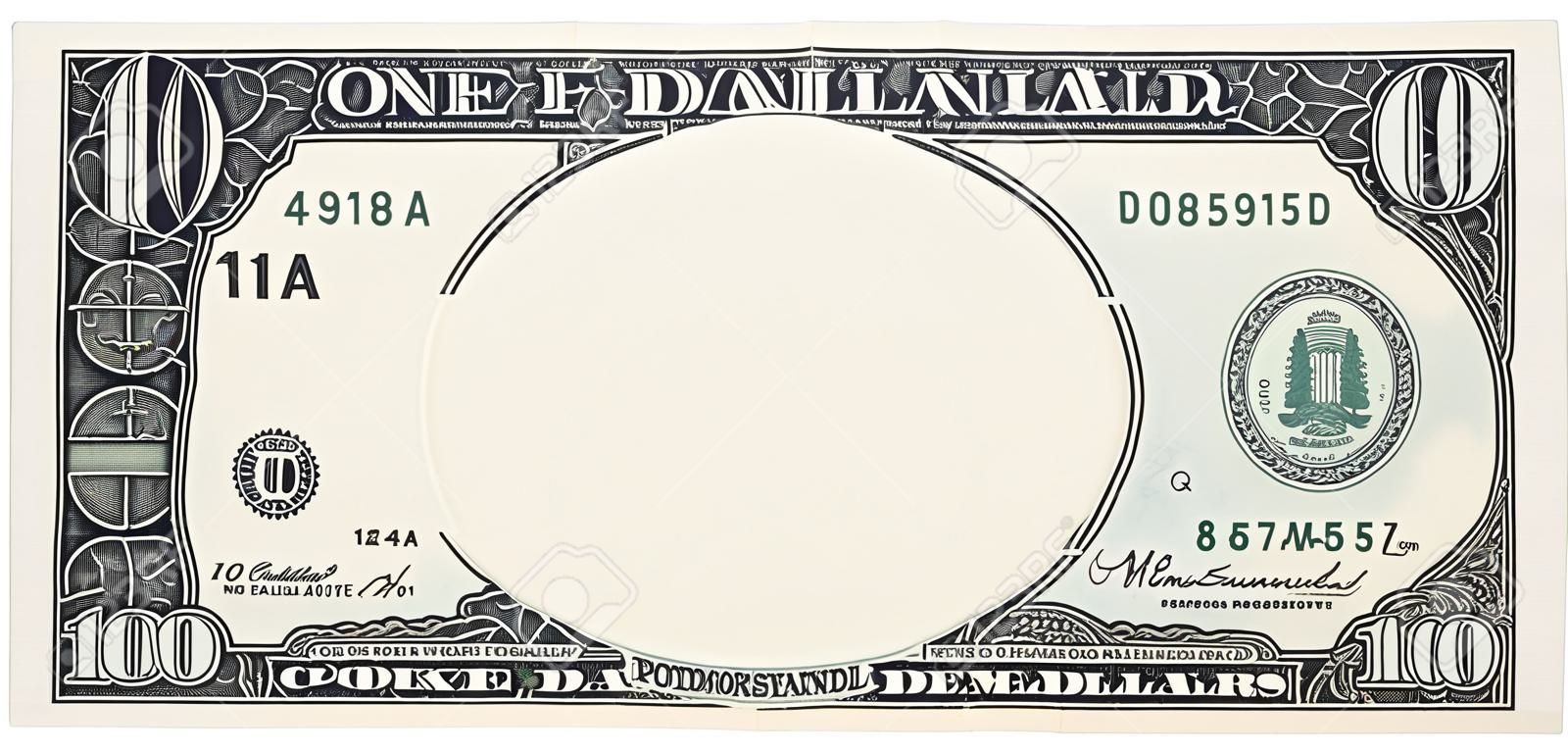 Blank billet de cent dollars isolé sur blanc