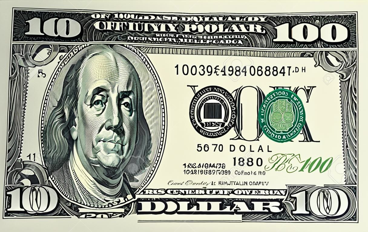Foto de close-up de uma nota de 100 dólares