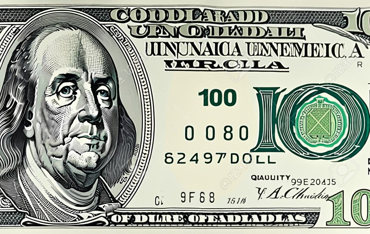 Foto de close-up de uma nota de 100 dólares