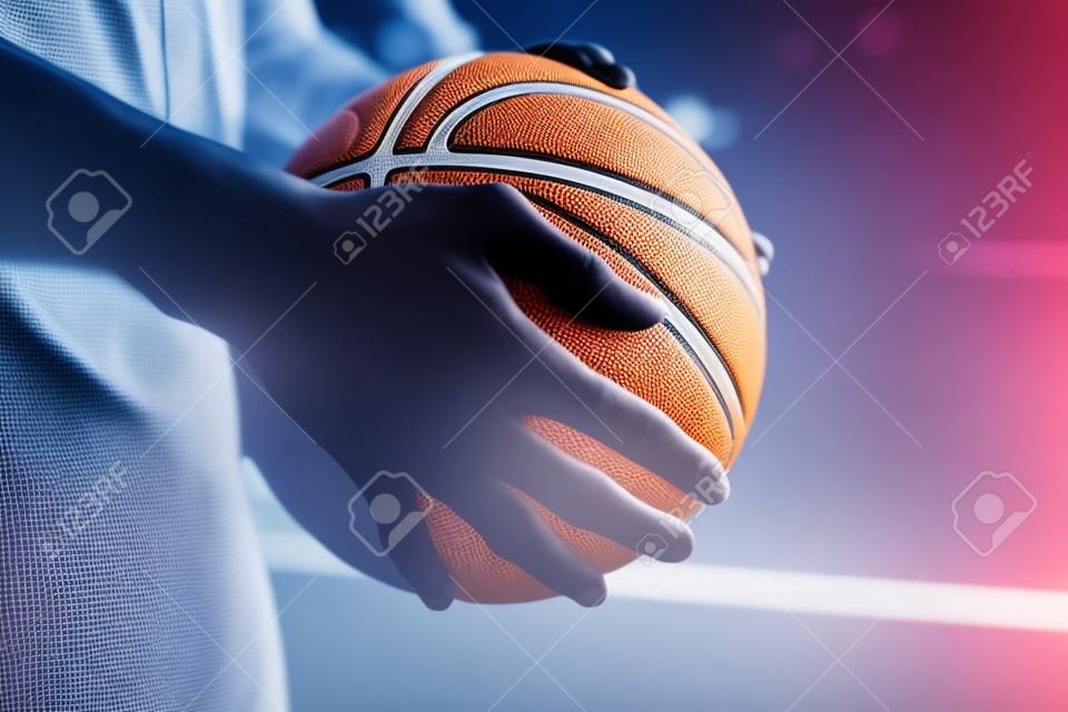 a person holding a basketball in their hands in close up view ,Generative AI