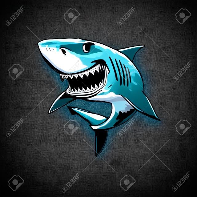 the shark line pop art potrait colorful logo design with dark background