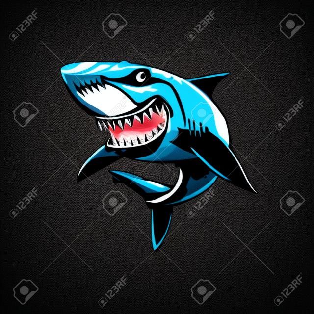 the shark line pop art potrait colorful logo design with dark background