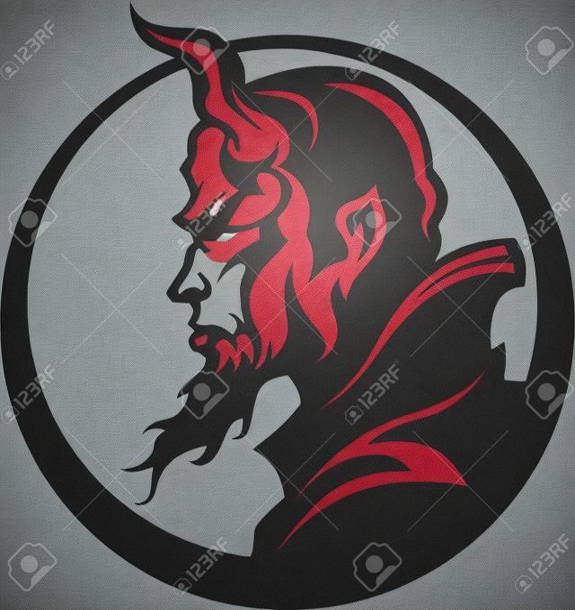 Illustrazione di testa mascotte di demone del diavolo