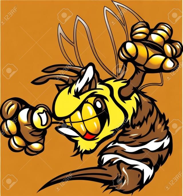 Ilustração vetorial de corpo de mascote de combate de abelha ou hornet