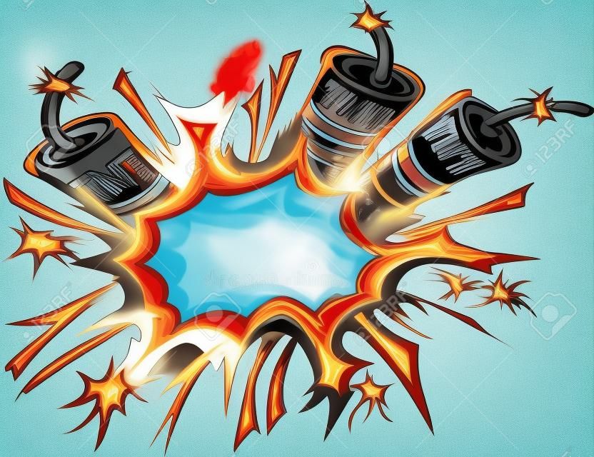 Caricatura de una explosión de dinamita Sticks Illustration