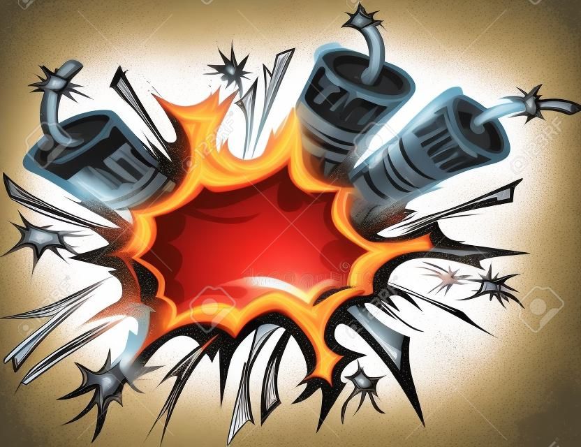 Caricatura de una explosión de dinamita Sticks Illustration