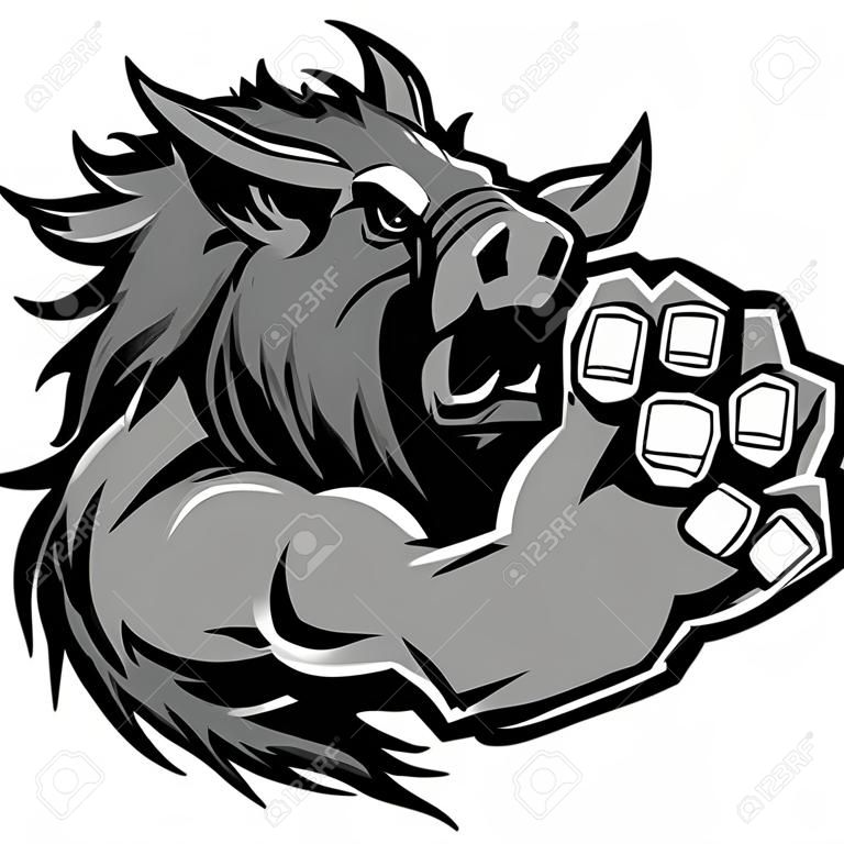 Razorback oder Wildschwein Kampf Mascot Körper Illustration