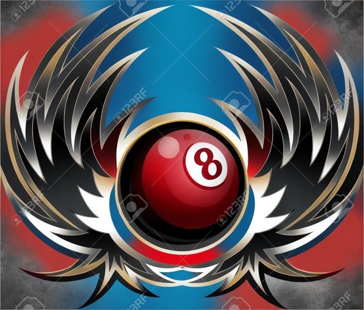 Billiards Eight Ball with Wings Template 