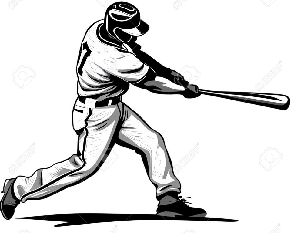 Baseball Hitter Swinging a rapida illustrazione vettoriale Pitch
