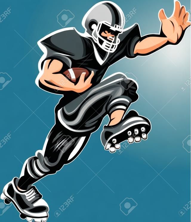 Cartoon Vector Silhouette of a Cartoon Football Player Rushing