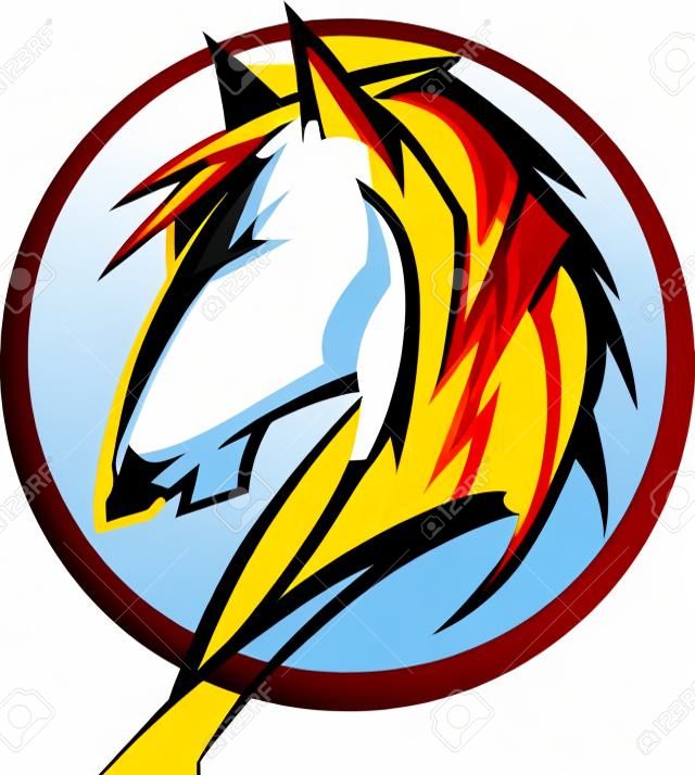 Graphique Vectoriel Mascot d'un cheval Mustang Bronco