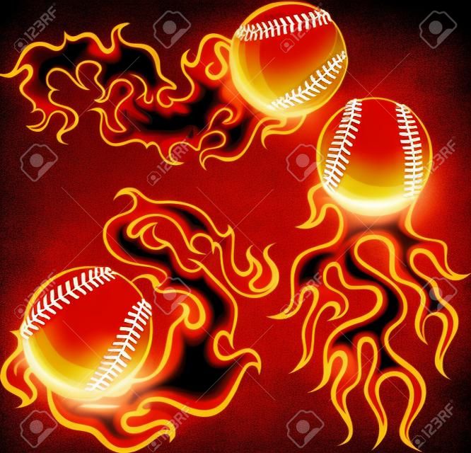 炎が燃えるようなグラフィック ソフトボール スポーツ画像