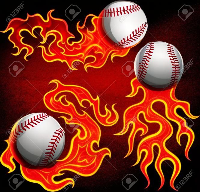 Flaming Graphic Softball Sport Image met vlammen