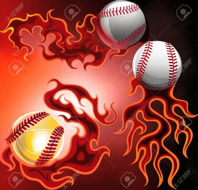 Flaming graphique image Sport Softball avec des flammes