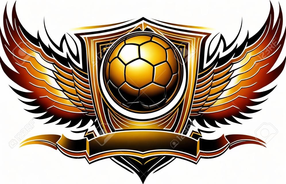 Ballon de soccer avec Ornate Wing frontières graphique vectoriel