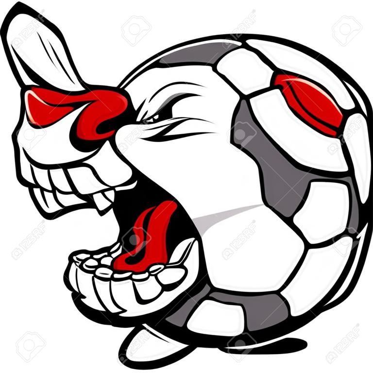Vector Cartoon Soccer Ball with Screaming Face
