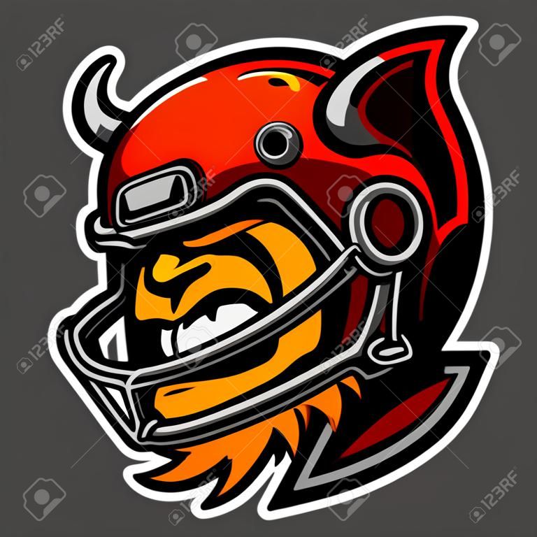 Graphic Sport Illustratie van een American Football Devil of Demon Mascotte met Hoorns op voetbalhelm
