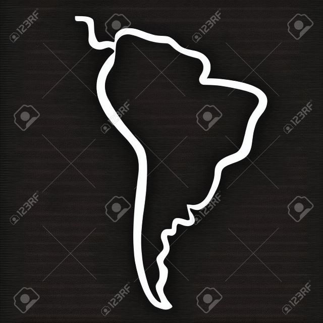 czarny zarys Ameryki Południowej mapie