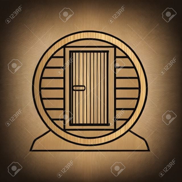 Icono de sauna de barril de madera móvil al aire libre- ilustración vectorial