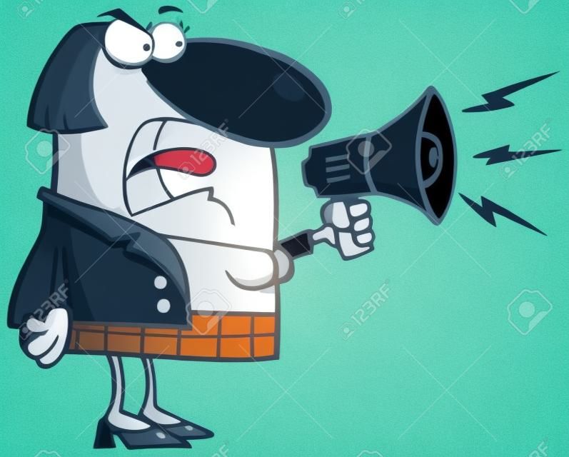 Mad Business Woman Yelling Through A Megaphone 