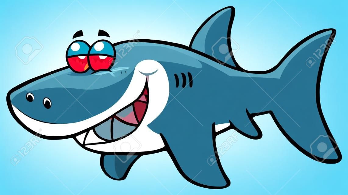 Happy Shark Cartoon Character