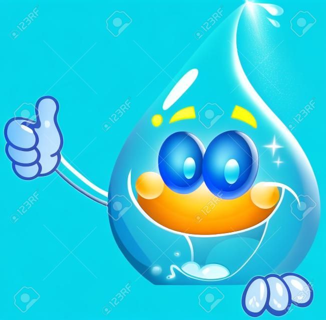 Smiling Water Drop Showing Thumbs Up