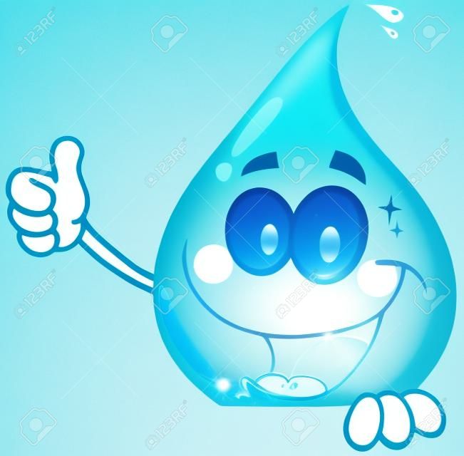 Smiling Water Drop Showing Thumbs Up