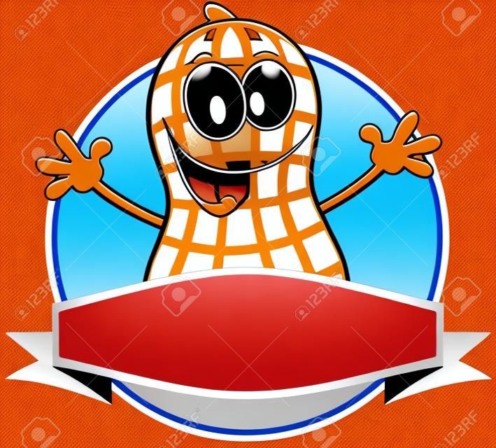 Logo de un personaje de dibujos animados mascota de maní