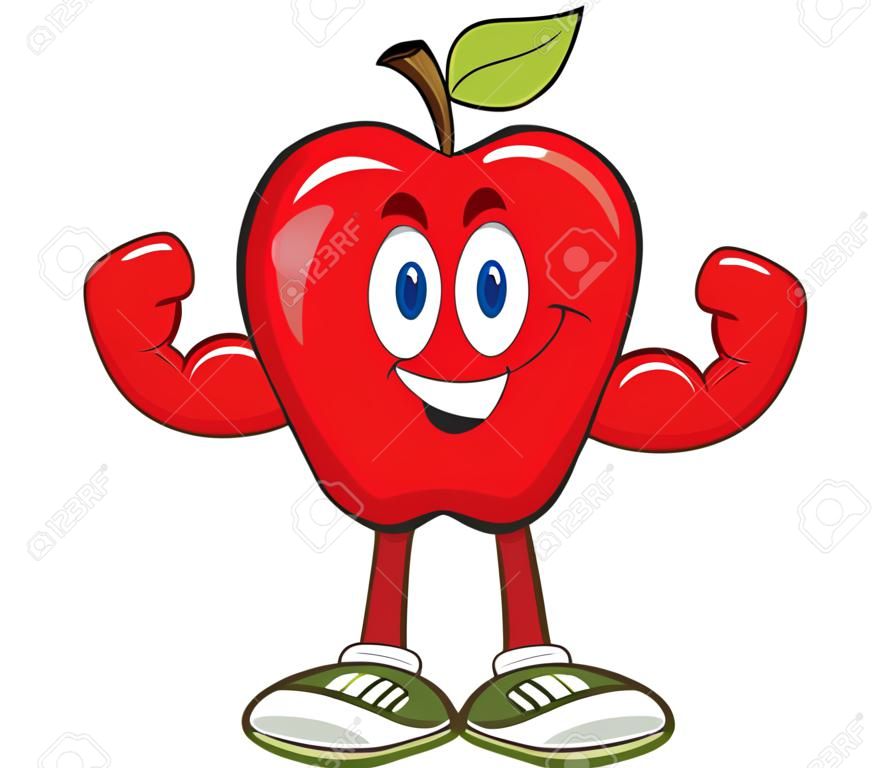 Apple Cartoon Character With Muscle Arms