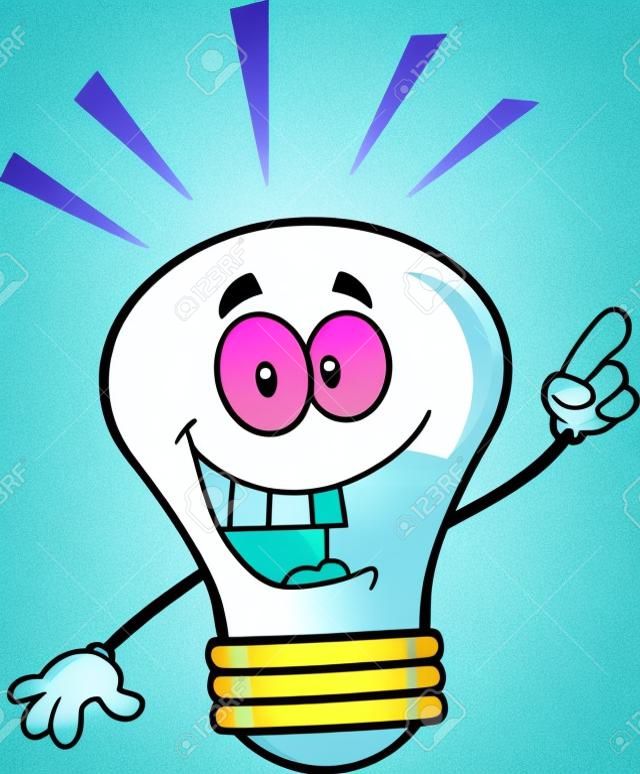 Light Bulb Cartoon Mascot Caractere Com Uma Ideia Brilhante