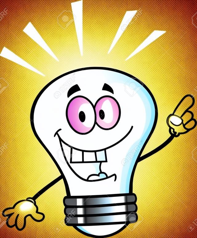 Light Bulb Cartoon Mascot Caractere Com Uma Ideia Brilhante