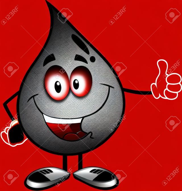 Red Blood Drop Character dando um polegar para cima