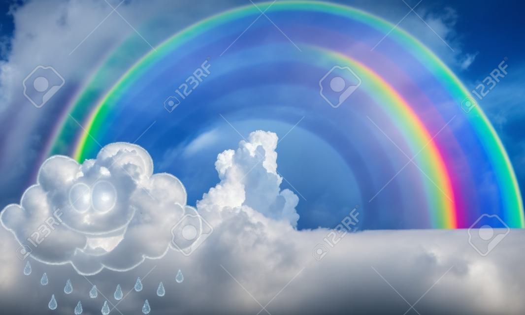 Happy Cloud Raining With Rainbow