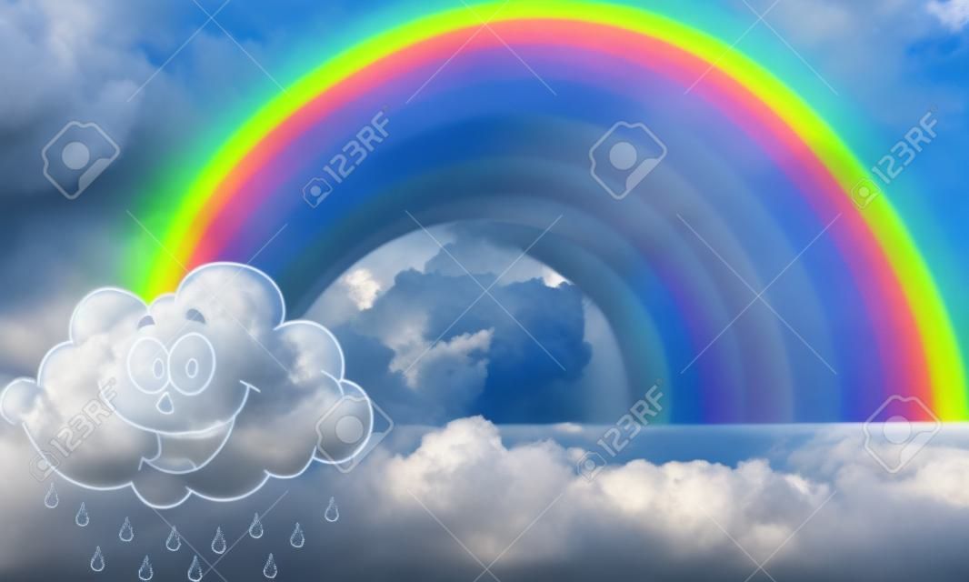Happy Cloud Raining With Rainbow
