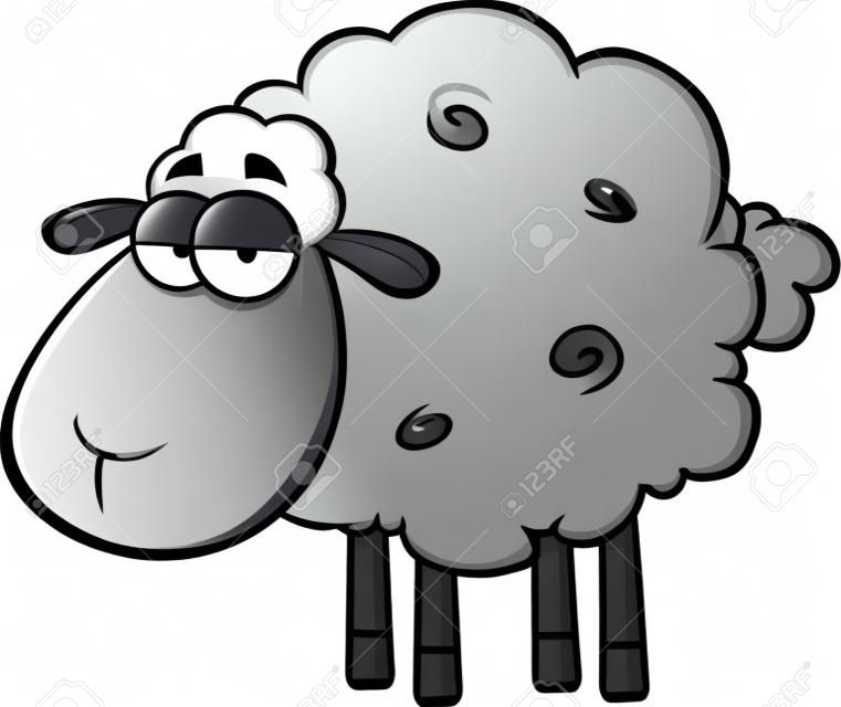 Carino Black Head Sheep Cartoon mascotte carattere illustrazione isolato su bianco