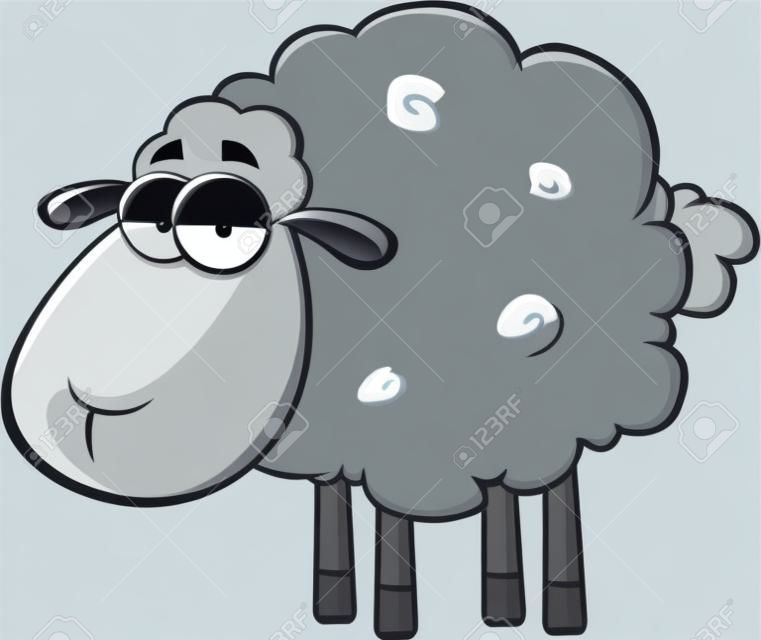 Carino Black Head Sheep Cartoon mascotte carattere illustrazione isolato su bianco