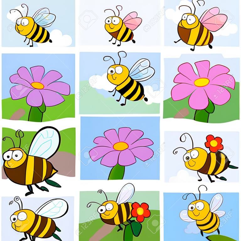 Cartoon Bee Character. Cartoon Bee Character. Raster Collection Set .Collection Set