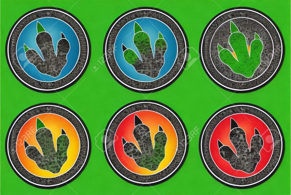 Dinosaur Footprint Circle Label Design Collection