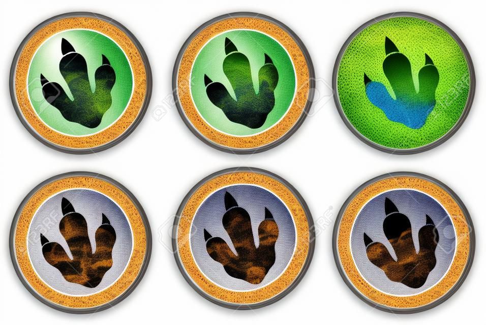 Dinosaur Footprint Circle Label Design Collection