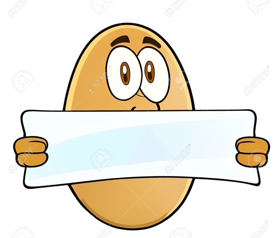 土豆卡通人物拿着空白标志