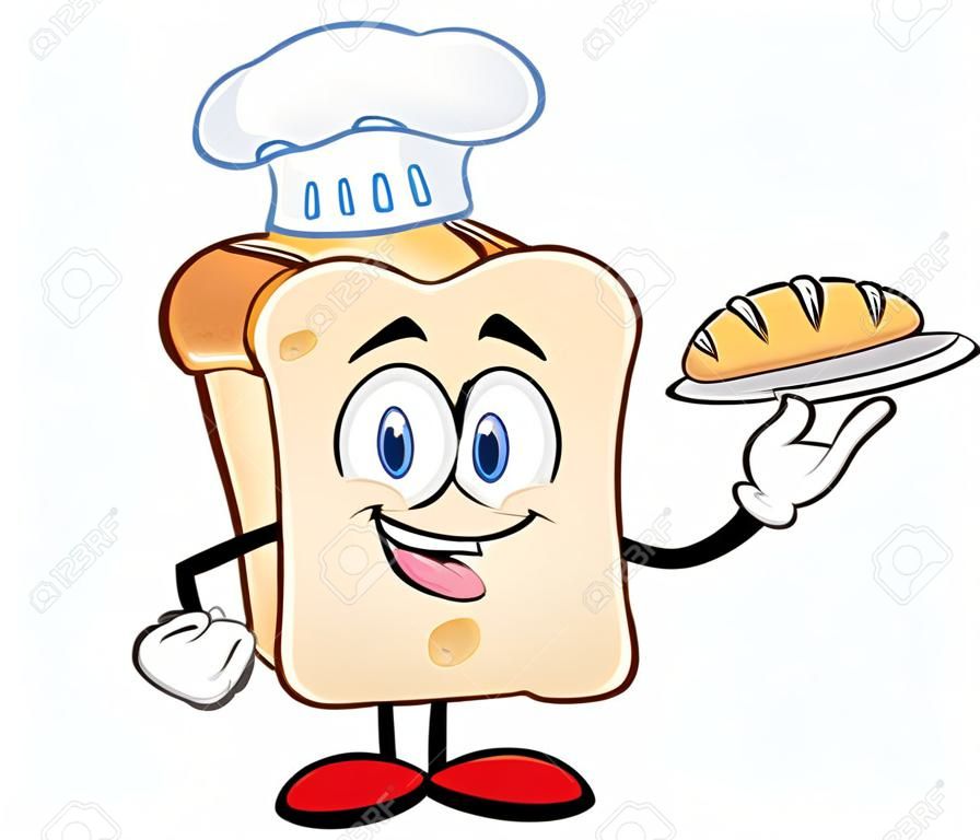 廚師麵包片卡通人物呈現完美的麵包