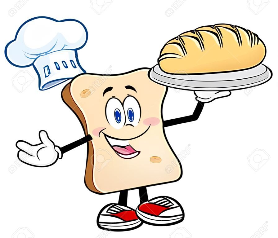 廚師麵包片卡通人物呈現完美的麵包