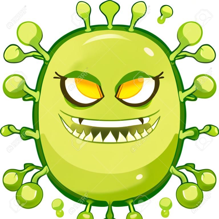 Coronavirus (COVID-19) Cartoon Character of Pathogenic Bacteria. Vector Illustration Isolated On Transparent Background