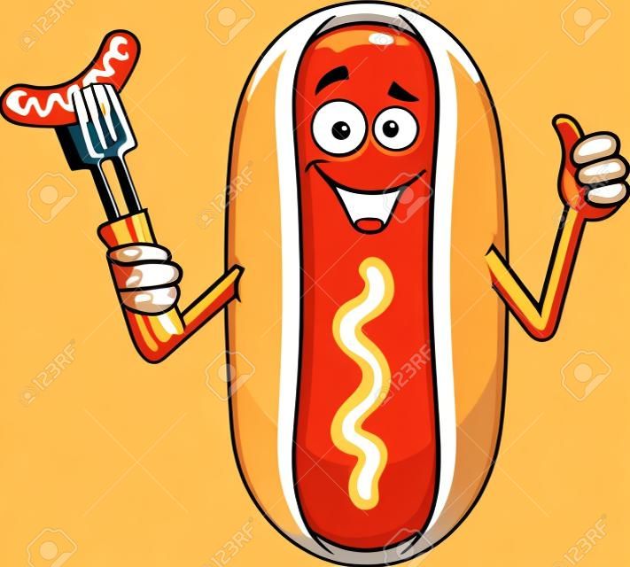 Cartoon With Contour Of Hot Dog With Mustard Stock Illustration