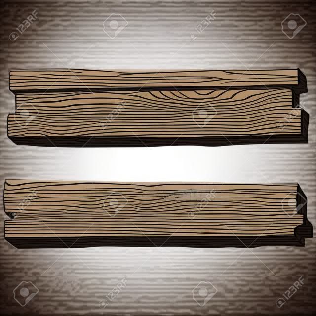 Holzbrett. Vektorillustration eines Holzbretts mit einer Leerstelle. Handgezeichnetes Holzbrett.