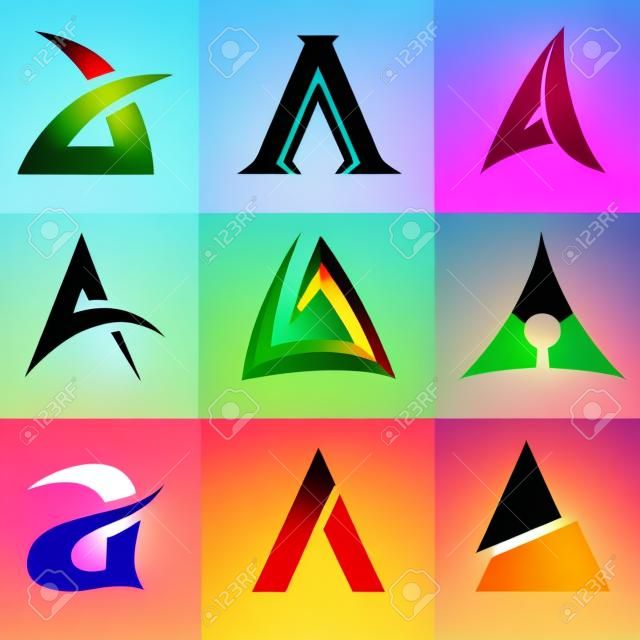 Vector illustratie van abstracte pictogrammen gebaseerd op de letter A