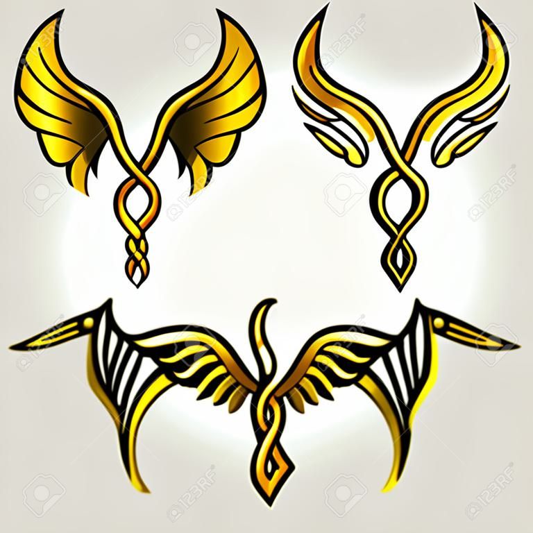 Illustration de golden wings abstraites brillants