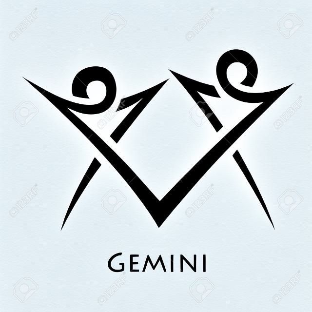 Ilustración de líneas simples Gemini Zodiac Signo aislado en un fondo blanco