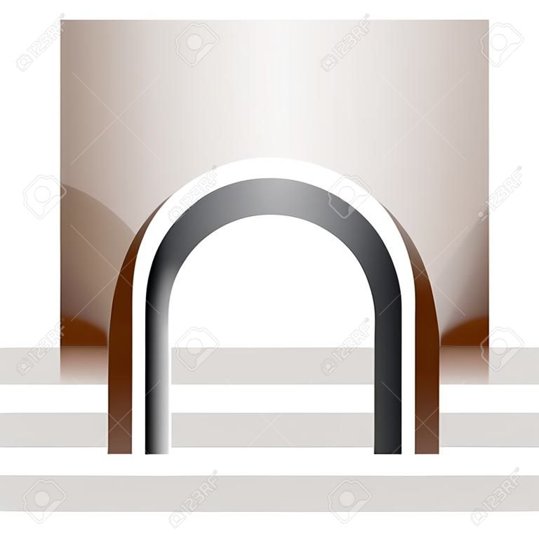Icono de letra n en forma de arco brillante marrón y negro sobre un fondo blanco