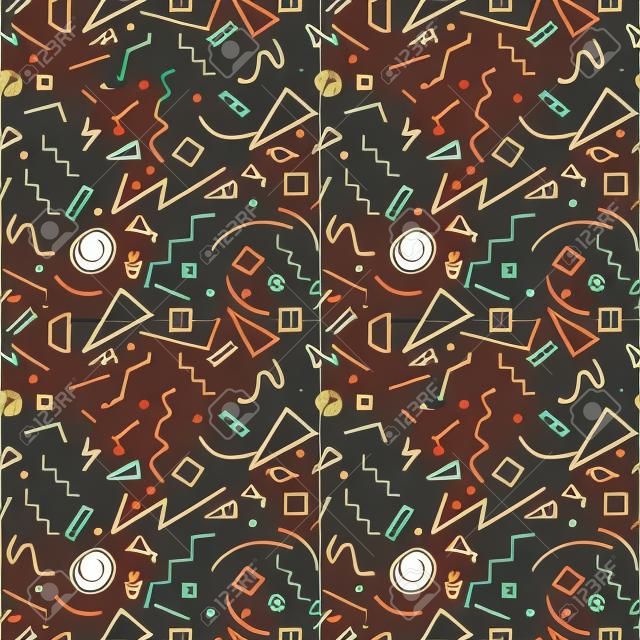 Set of retro vintage 80s memphis fashion style seamless pattern illustration background. Ideal for fabric design, paper print and website backdrop.  vector file.